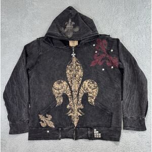 Division E Mens XXL Faded Black Graphics print Metal Heavy Hoodie Made In USA